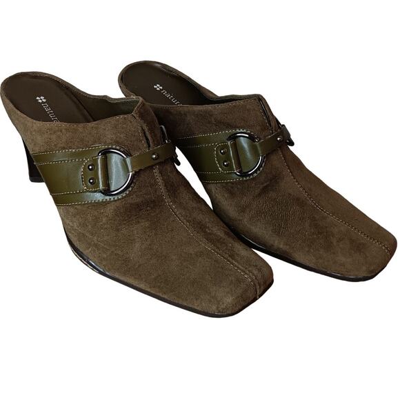 Naturalizer Womens Suede Leather Mule 10M Olive Green Bantam Heeled - Picture 3 of 10